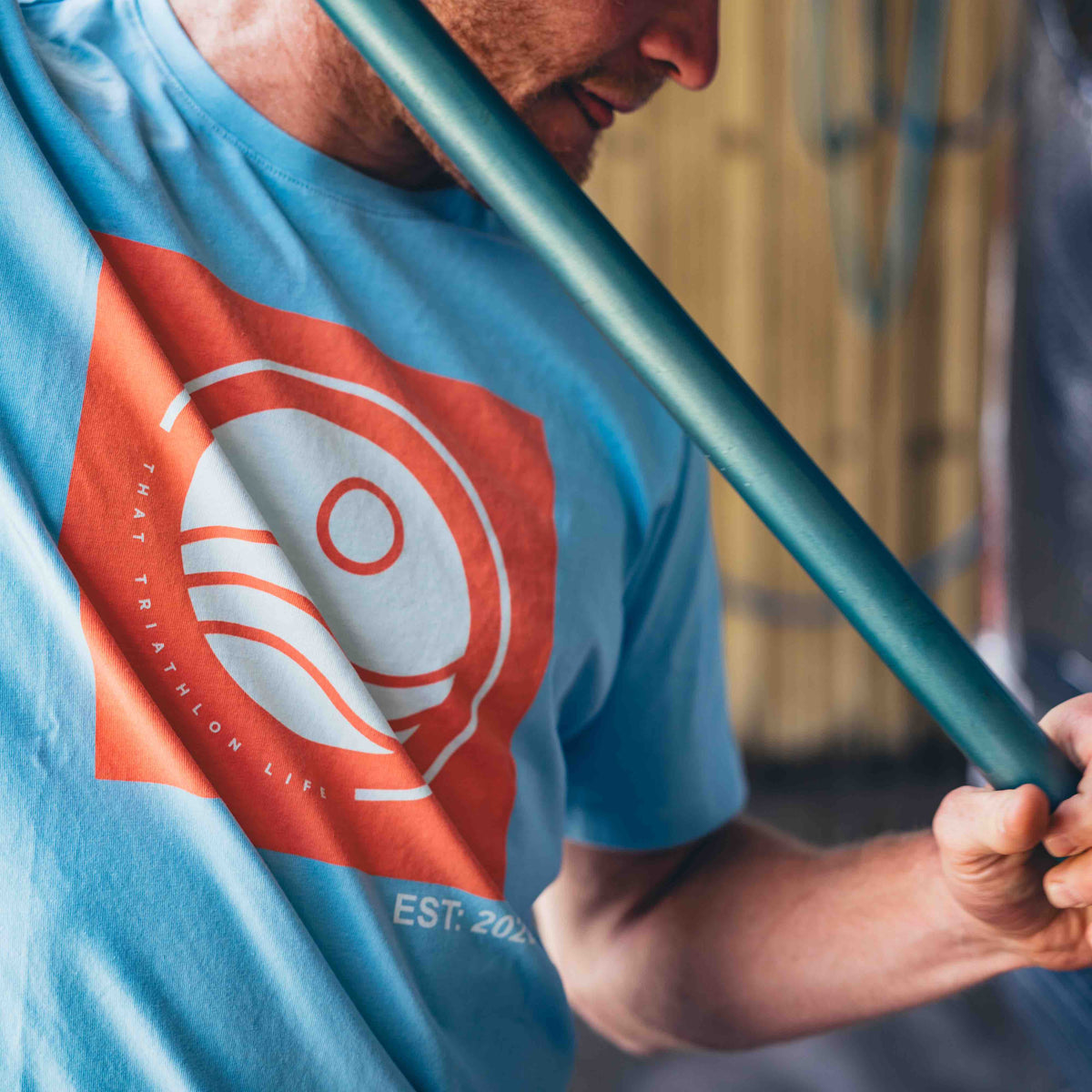 Color Block Ultimate Tee Blue + Coral That Triathlon Life