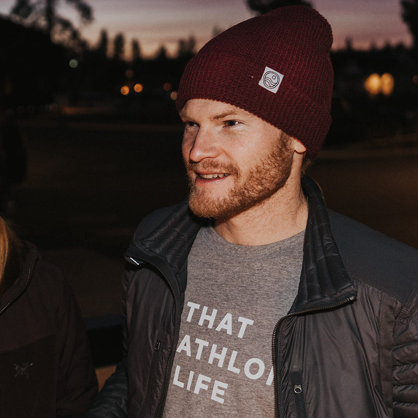 Classic Waffle Beanie - Maroon